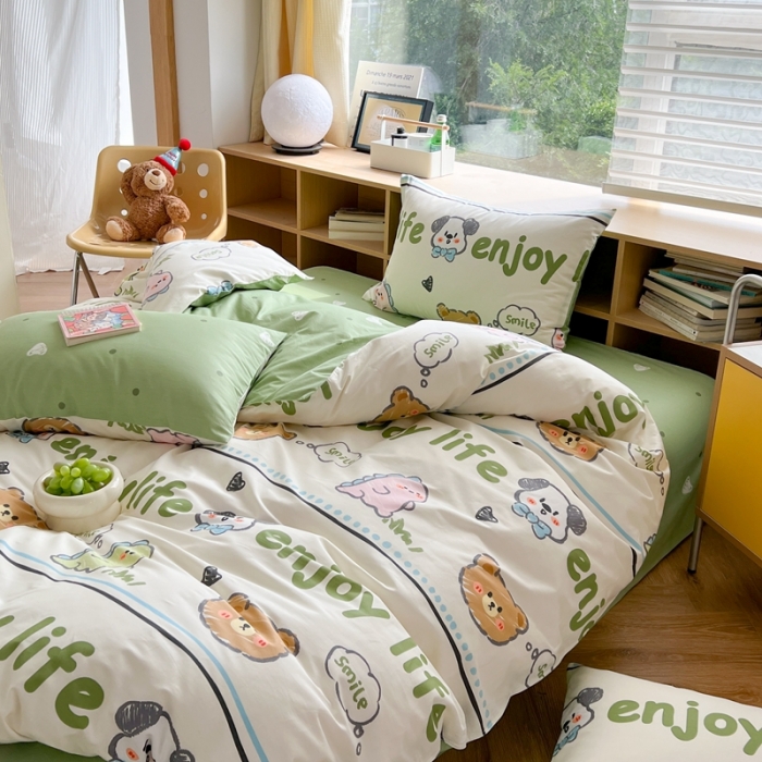 91家纺网 家纺一手货源 找家纺 时年 2023新款全棉印花优选系列四件套 哈哈乐园