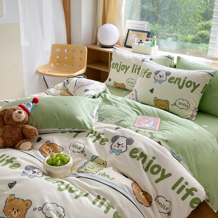 91家纺网 家纺一手货源 找家纺 时年 2023新款全棉印花优选系列四件套 哈哈乐园