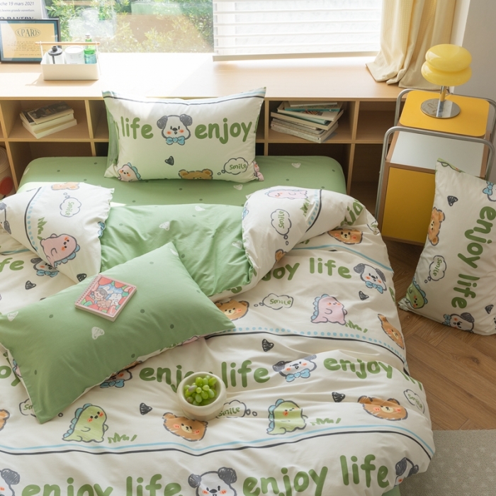 91家纺网 家纺一手货源 找家纺 时年 2023新款全棉印花优选系列四件套 哈哈乐园