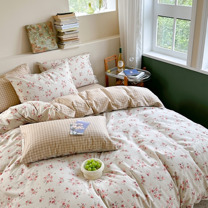 91家纺网 家纺一手货源 找家纺 时年 2023新款全棉印花优选系列四件套 花绣