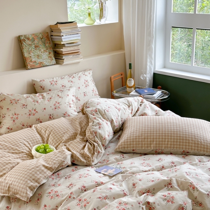 91家纺网 家纺一手货源 找家纺 时年 2023新款全棉印花优选系列四件套 花绣