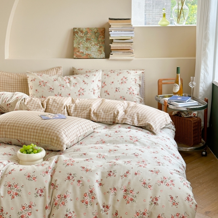 91家纺网 家纺一手货源 找家纺 时年 2023新款全棉印花优选系列四件套 花绣