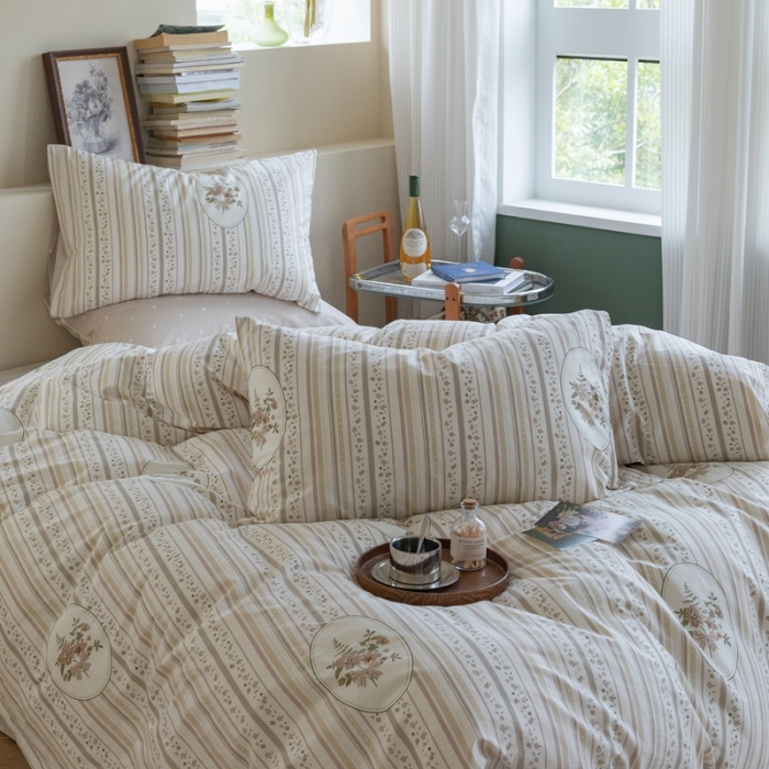 91家纺网 家纺一手货源 找家纺 时年 2023新款全棉印花优选系列四件套 卡茜欧