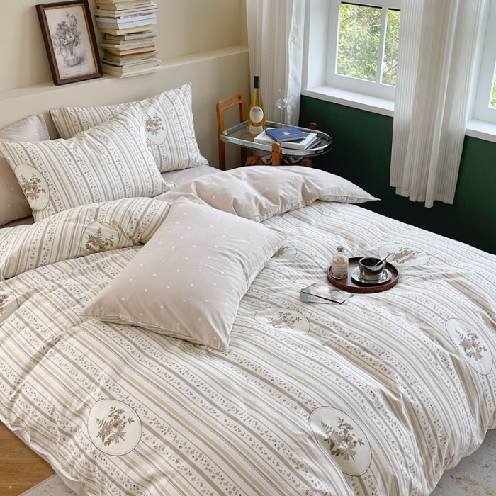 91家纺网 家纺一手货源 找家纺 时年 2023新款全棉印花优选系列四件套 卡茜欧