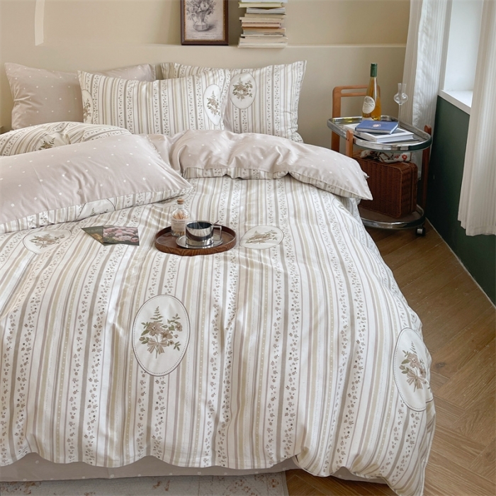 91家纺网 家纺一手货源 找家纺 时年 2023新款全棉印花优选系列四件套 卡茜欧