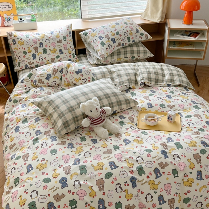 91家纺网 家纺一手货源 找家纺 时年 2023新款全棉印花优选系列四件套 快乐家族