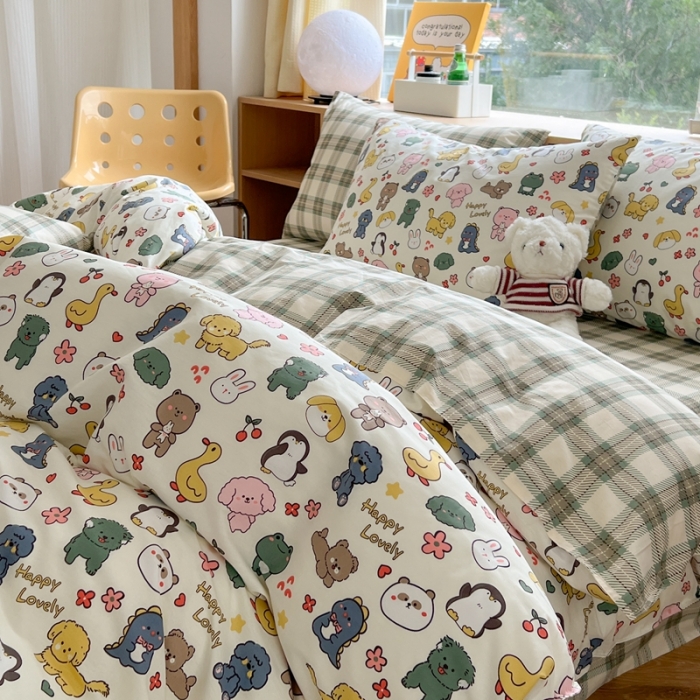 91家纺网 家纺一手货源 找家纺 时年 2023新款全棉印花优选系列四件套 快乐家族