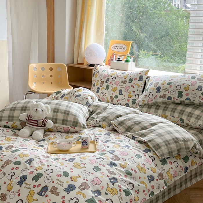 91家纺网 家纺一手货源 找家纺 时年 2023新款全棉印花优选系列四件套 快乐家族