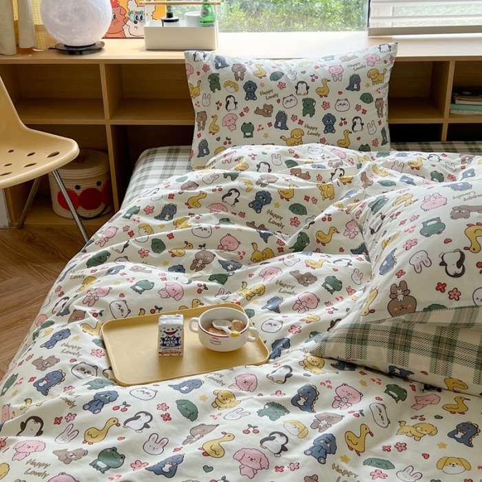 91家纺网 家纺一手货源 找家纺 时年 2023新款全棉印花优选系列四件套 快乐家族