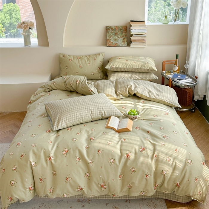 91家纺网 家纺一手货源 找家纺 时年 2023新款全棉印花优选系列四件套 绿意