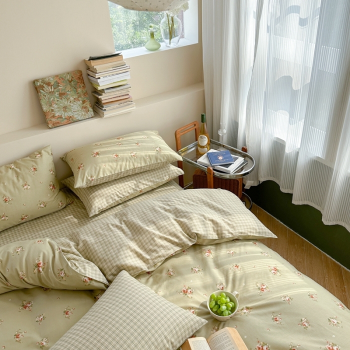 91家纺网 家纺一手货源 找家纺 时年 2023新款全棉印花优选系列四件套 绿意