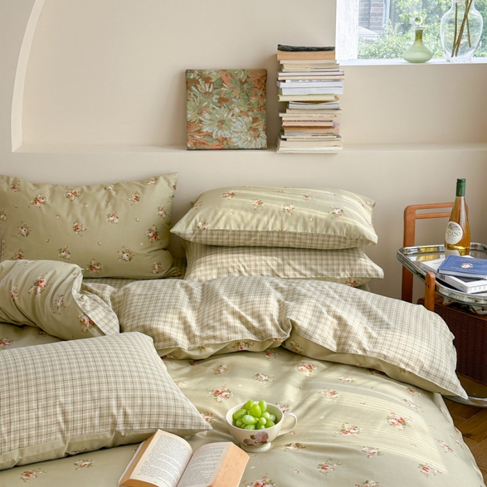 91家纺网 家纺一手货源 找家纺 时年 2023新款全棉印花优选系列四件套 绿意