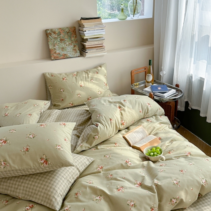 91家纺网 家纺一手货源 找家纺 时年 2023新款全棉印花优选系列四件套 绿意