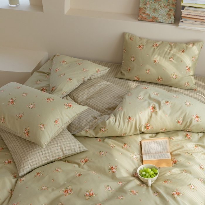 91家纺网 家纺一手货源 找家纺 时年 2023新款全棉印花优选系列四件套 绿意