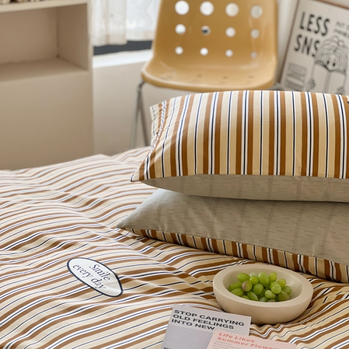 91家纺网 家纺一手货源 找家纺 时年 2023新款全棉印花优选系列四件套 摩卡