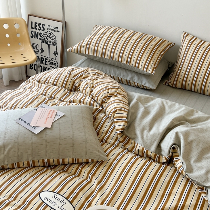 91家纺网 家纺一手货源 找家纺 时年 2023新款全棉印花优选系列四件套 摩卡