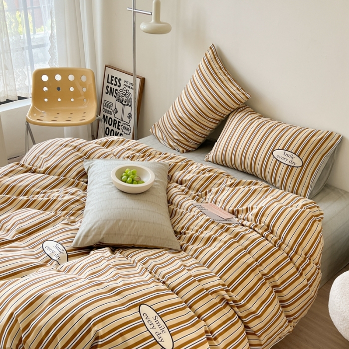 91家纺网 家纺一手货源 找家纺 时年 2023新款全棉印花优选系列四件套 摩卡