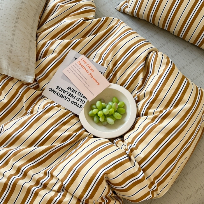 91家纺网 家纺一手货源 找家纺 时年 2023新款全棉印花优选系列四件套 摩卡