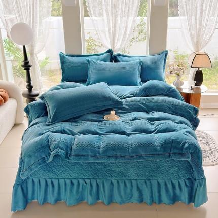 91家纺网 家纺一手货源 找家纺 （总）舒梦琪 2024新款提花牛奶绒夹棉床盖四件套