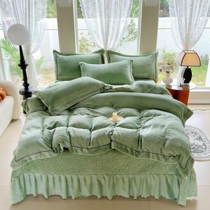 91家纺网 家纺一手货源 找家纺 （总）舒梦琪 2024新款提花牛奶绒夹棉床盖四件套