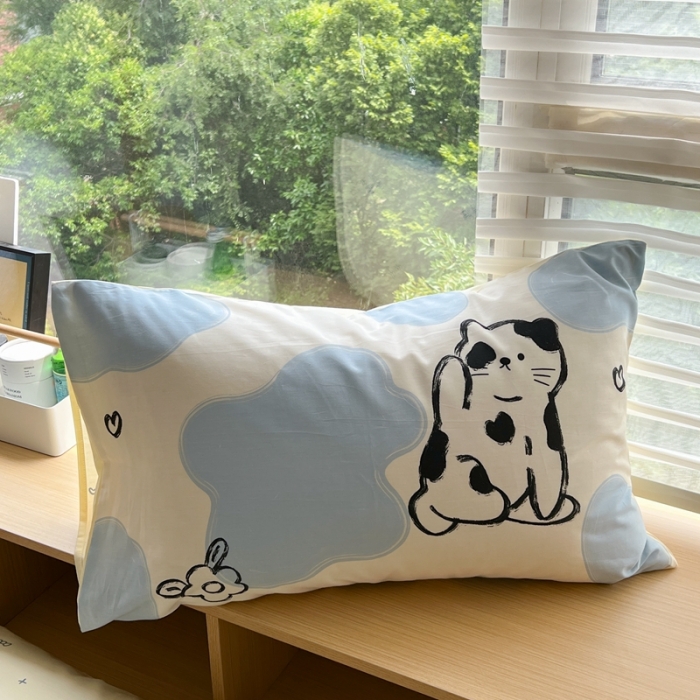 91家纺网 家纺一手货源 找家纺 时年 2023新款全棉印花优选系列四件套 奶牛猫