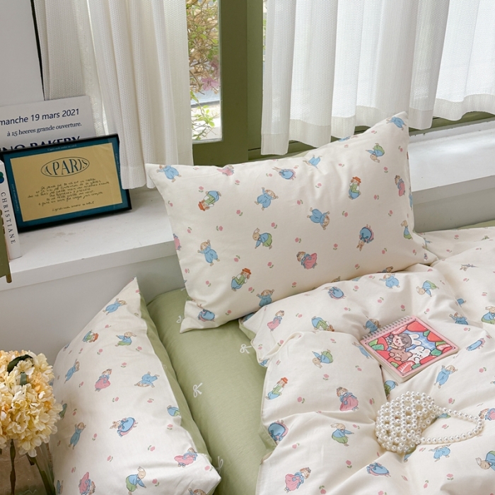 91家纺网 家纺一手货源 找家纺 时年 2023新款全棉印花优选系列四件套 仙子兔