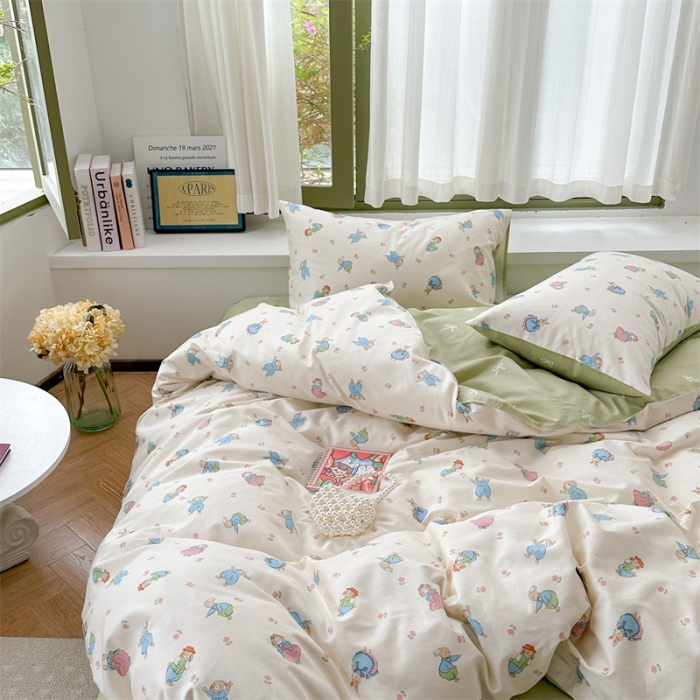 91家纺网 家纺一手货源 找家纺 时年 2023新款全棉印花优选系列四件套 仙子兔