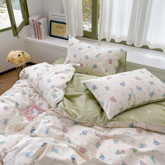 91家纺网 家纺一手货源 找家纺 时年 2023新款全棉印花优选系列四件套 仙子兔