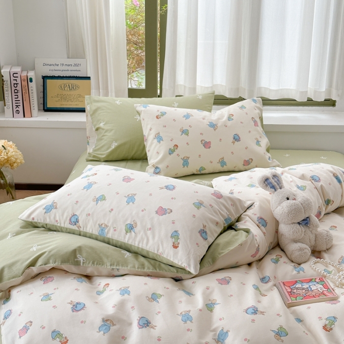 91家纺网 家纺一手货源 找家纺 时年 2023新款全棉印花优选系列四件套 仙子兔