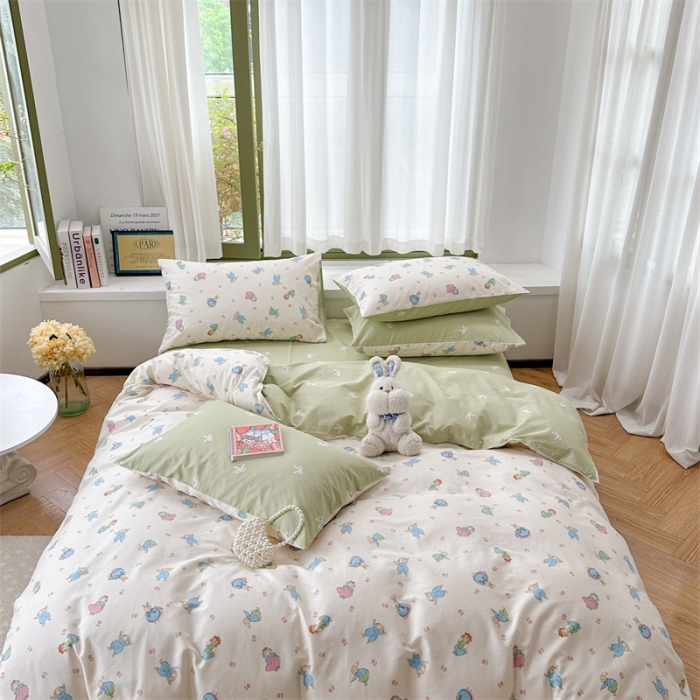 91家纺网 家纺一手货源 找家纺 时年 2023新款全棉印花优选系列四件套 仙子兔