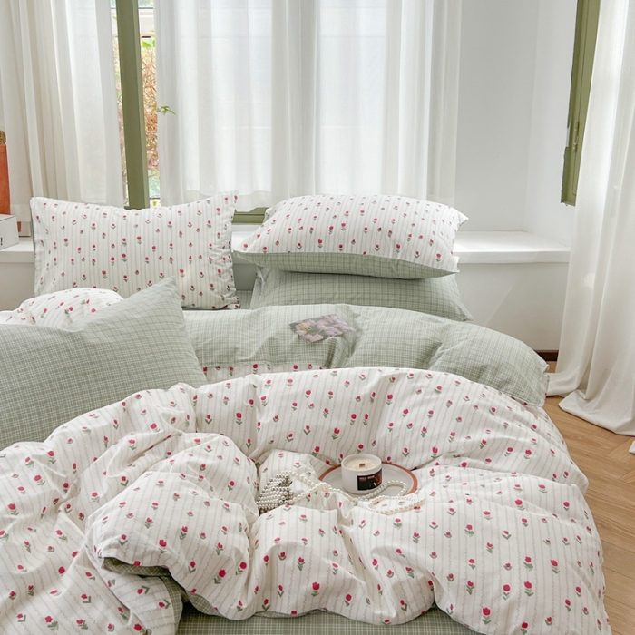 91家纺网 家纺一手货源 找家纺 时年 2023新款全棉印花优选系列四件套 小米花