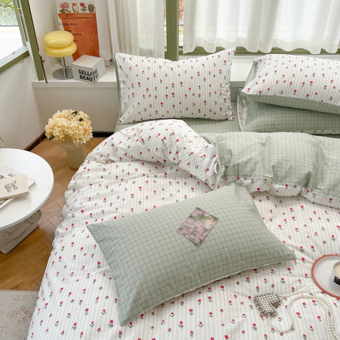 91家纺网 家纺一手货源 找家纺 时年 2023新款全棉印花优选系列四件套 小米花