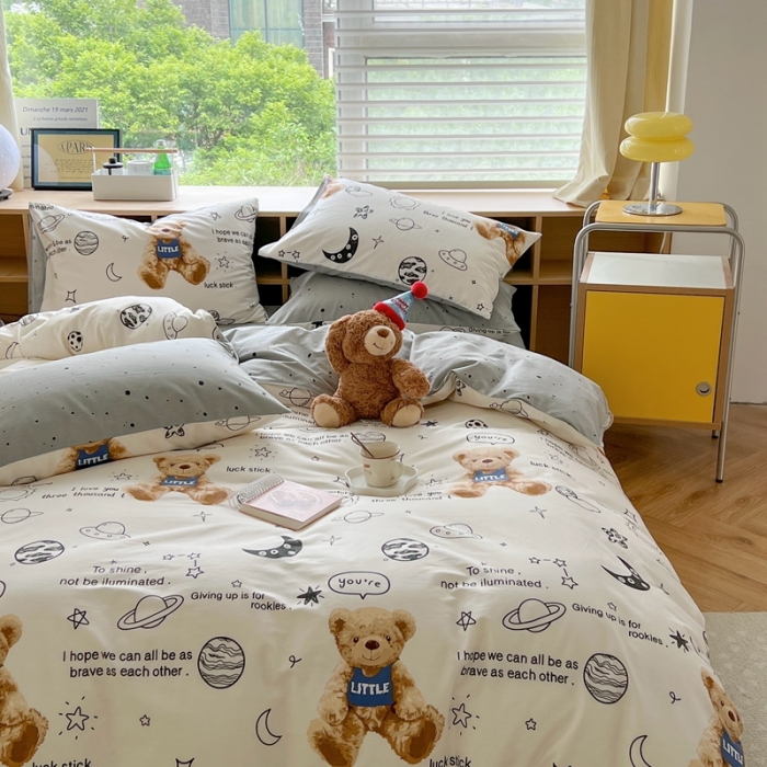 91家纺网 家纺一手货源 找家纺 时年 2023新款全棉印花优选系列四件套 星空小熊