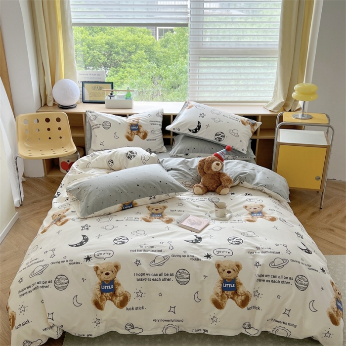 91家纺网 家纺一手货源 找家纺 时年 2023新款全棉印花优选系列四件套 星空小熊