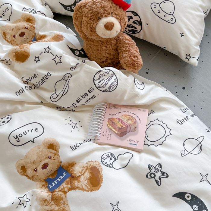 91家纺网 家纺一手货源 找家纺 时年 2023新款全棉印花优选系列四件套 星空小熊