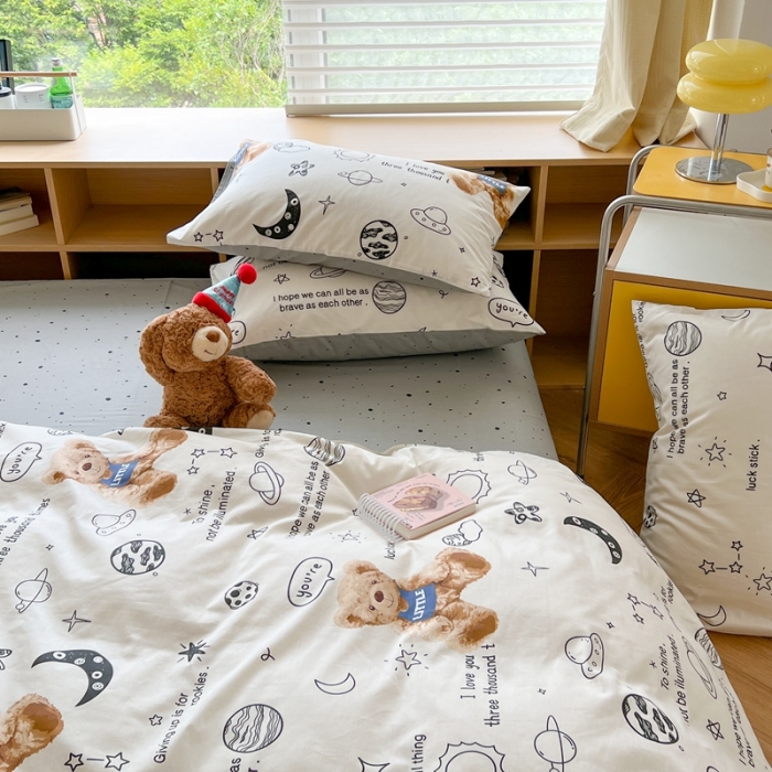 91家纺网 家纺一手货源 找家纺 时年 2023新款全棉印花优选系列四件套 星空小熊