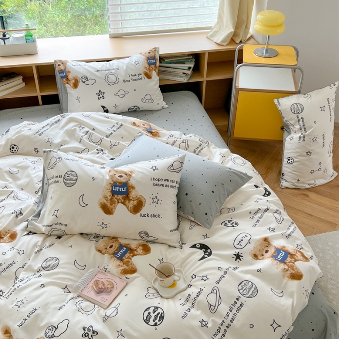 91家纺网 家纺一手货源 找家纺 时年 2023新款全棉印花优选系列四件套 星空小熊