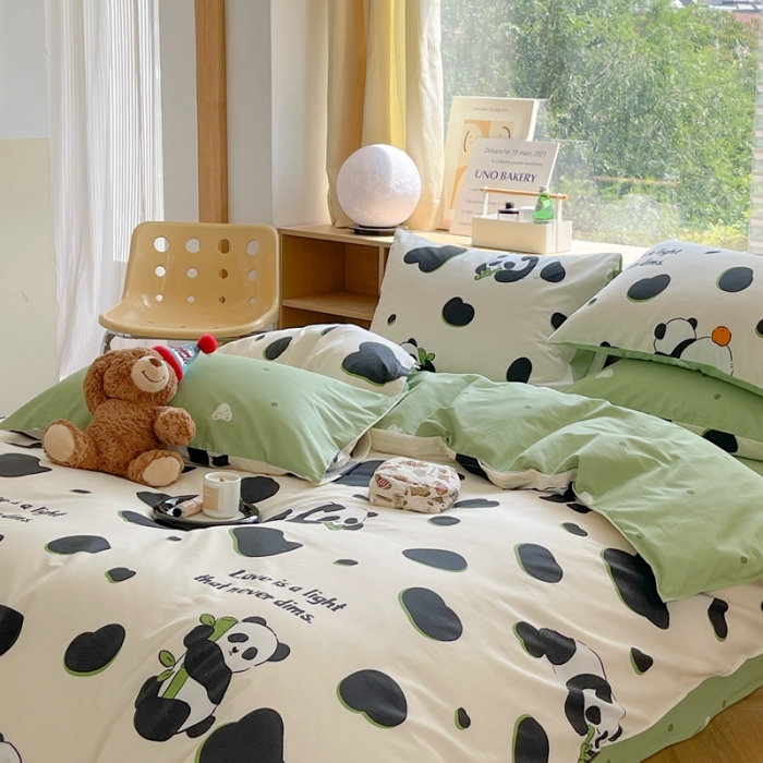 91家纺网 家纺一手货源 找家纺 时年 2023新款全棉印花优选系列四件套 熊猫香香