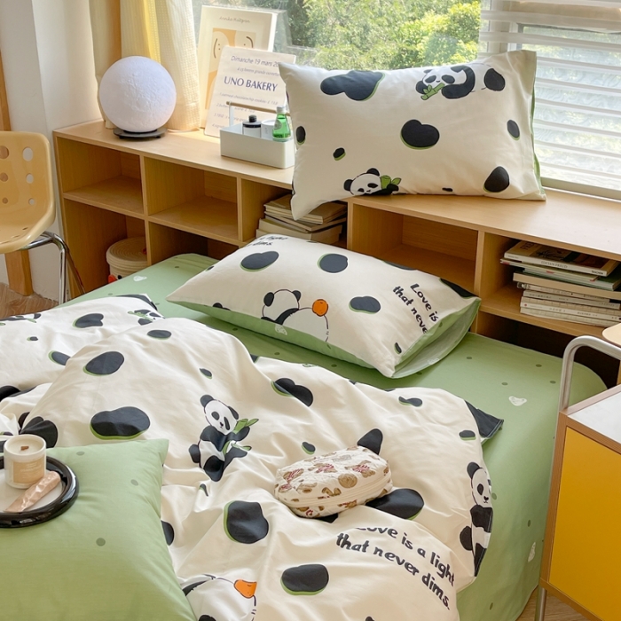 91家纺网 家纺一手货源 找家纺 时年 2023新款全棉印花优选系列四件套 熊猫香香