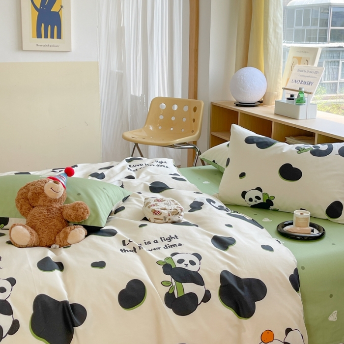 91家纺网 家纺一手货源 找家纺 时年 2023新款全棉印花优选系列四件套 熊猫香香