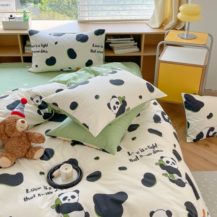 91家纺网 家纺一手货源 找家纺 时年 2023新款全棉印花优选系列四件套 熊猫香香