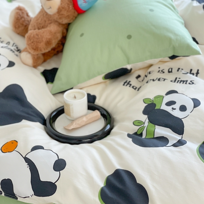 91家纺网 家纺一手货源 找家纺 时年 2023新款全棉印花优选系列四件套 熊猫香香