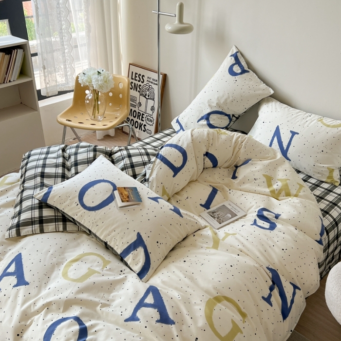 91家纺网 家纺一手货源 找家纺 时年 2023新款全棉印花优选系列四件套 字母派