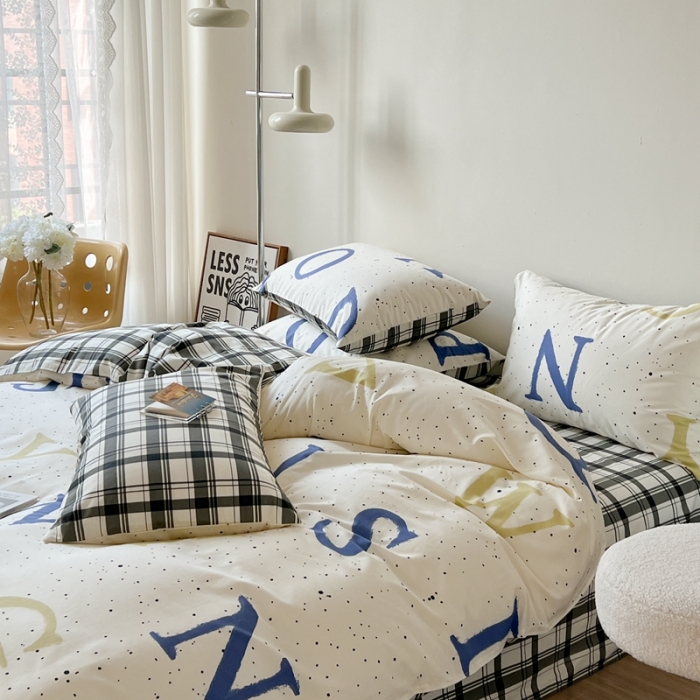 91家纺网 家纺一手货源 找家纺 时年 2023新款全棉印花优选系列四件套 字母派