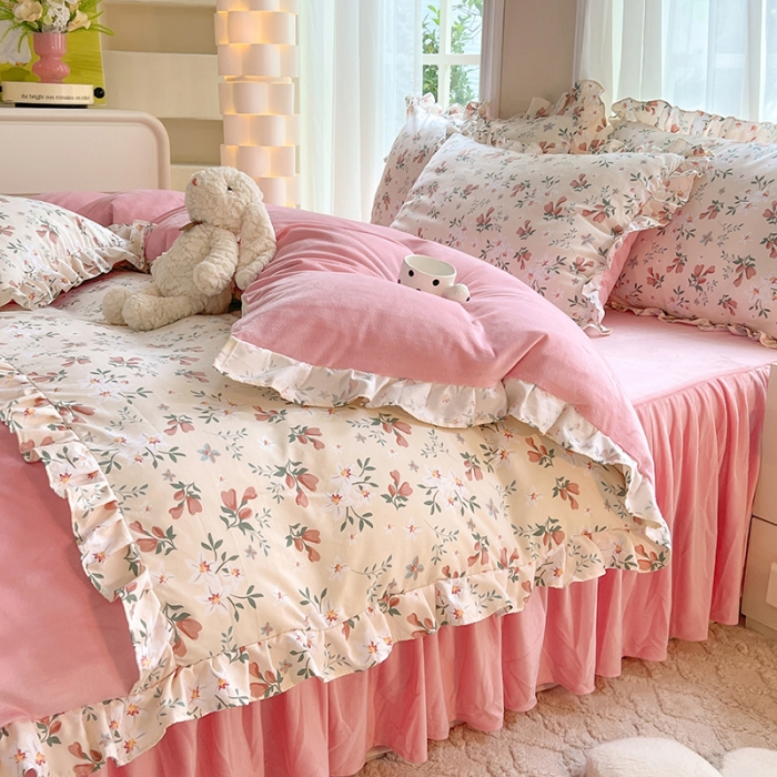 91家纺网 家纺一手货源 找家纺 （总）绒兔兔 2023新款双层纱棉加水晶绒牛奶绒四件套