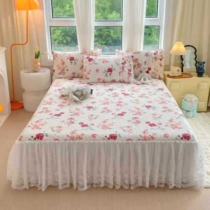 91家纺网 家纺一手货源 找家纺 （总）罗艺轩 2024新款全棉蕾丝夹棉床裙巴黎春天系列三件套