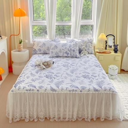 91家纺网 家纺一手货源 找家纺 （总）罗艺轩 2024新款全棉蕾丝夹棉床裙巴黎春天系列三件套