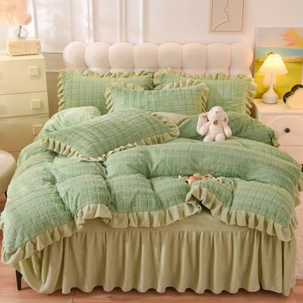 91家纺网 家纺一手货源 找家纺 （总）韩约 2023韩约新款1母婴级兔兔绒牛奶绒韩版四件套-床裙款