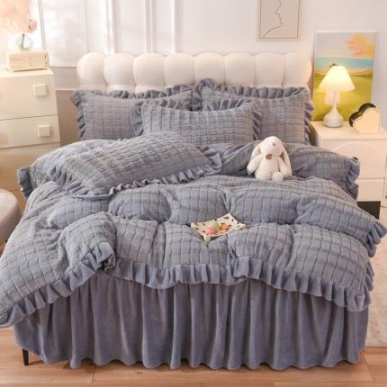 91家纺网 家纺一手货源 找家纺 （总）韩约 2023韩约新款1母婴级兔兔绒牛奶绒韩版四件套-床裙款