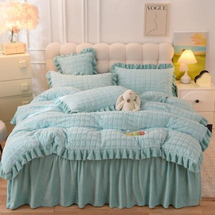 91家纺网 家纺一手货源 找家纺 （总）韩约 2023韩约新款1母婴级兔兔绒牛奶绒韩版四件套-床裙款